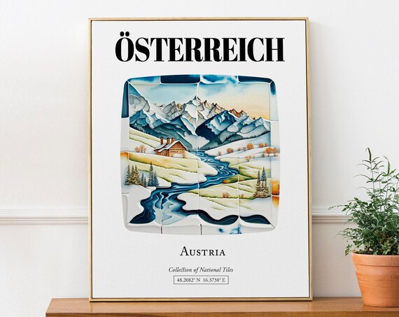 Austria Traditional Tile Pattern Travel Poster