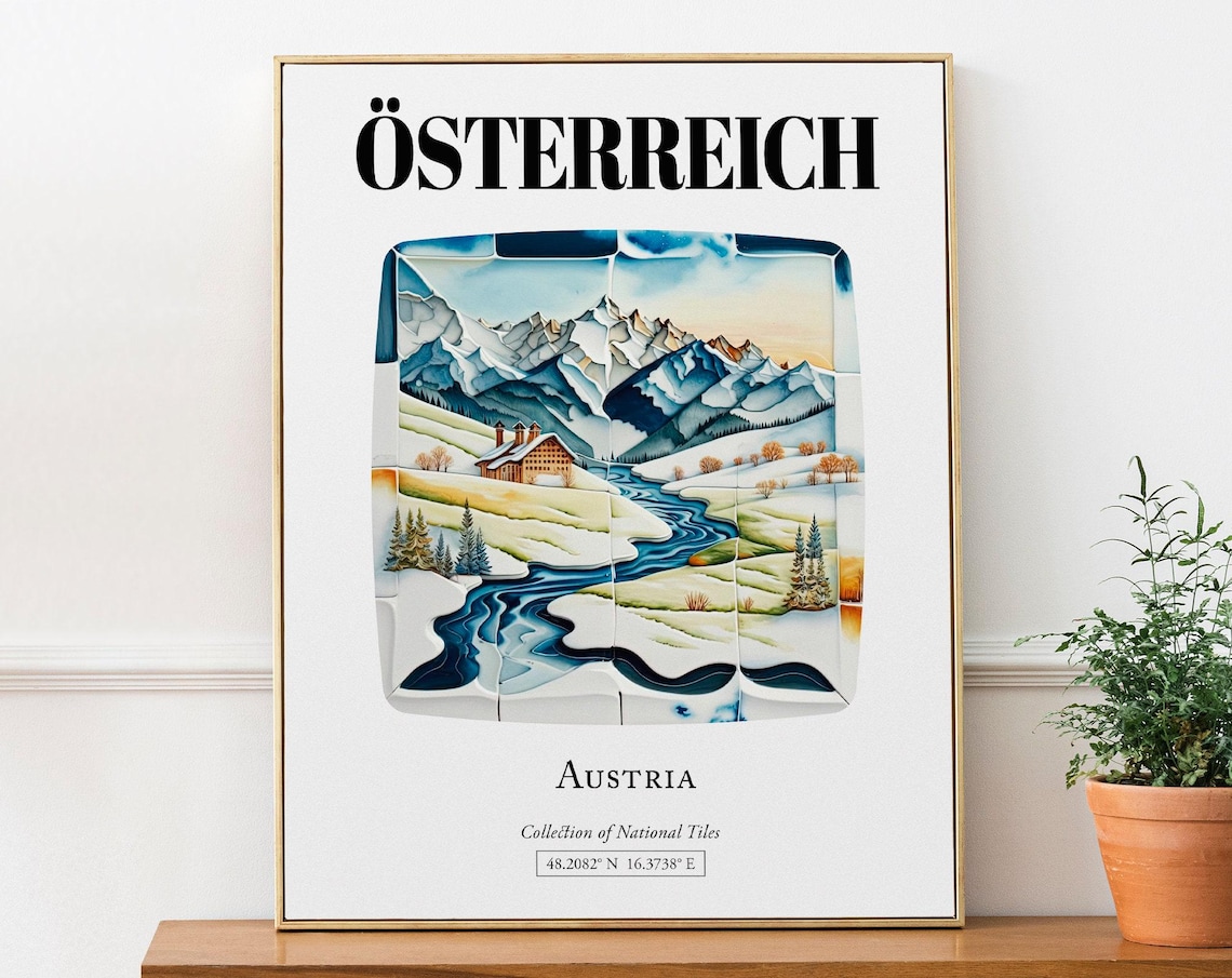 Austria Traditional Tile Pattern Travel Poster