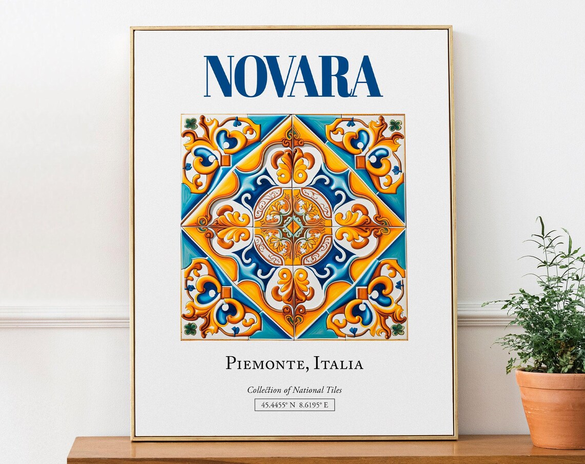 Novara Piemonte Italy Folk Maiolica Tile Art Print