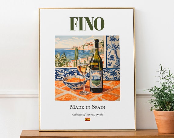 Fino Wine On Maiolica Tile, Cadiz Kitchen Poster