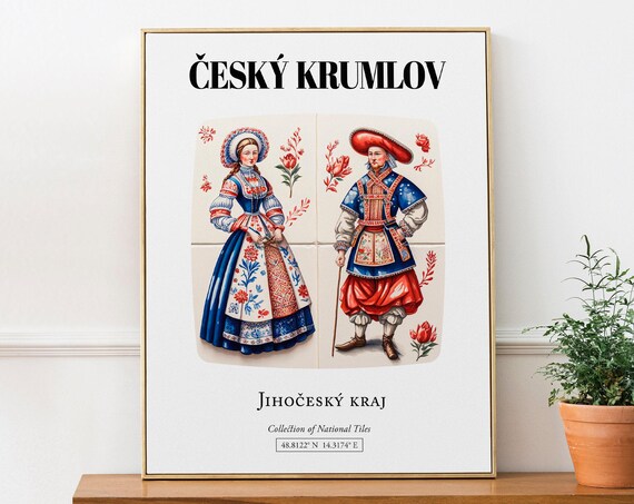 Esk Krumlov Czech Republic Tile, Traditional Costumes Art Print