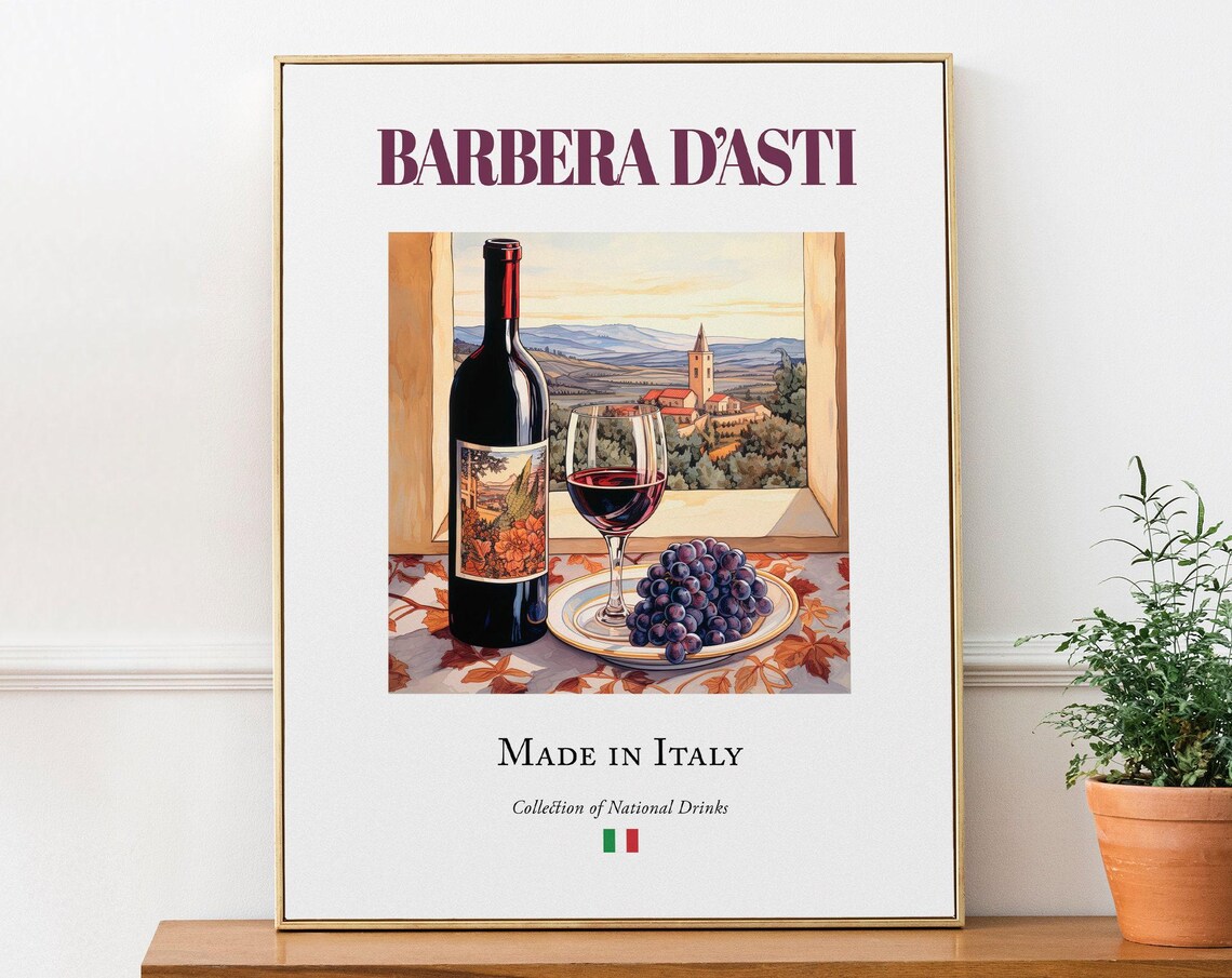 Barbera D'Asti On Maiolica Tile, Italian Beverage Poster