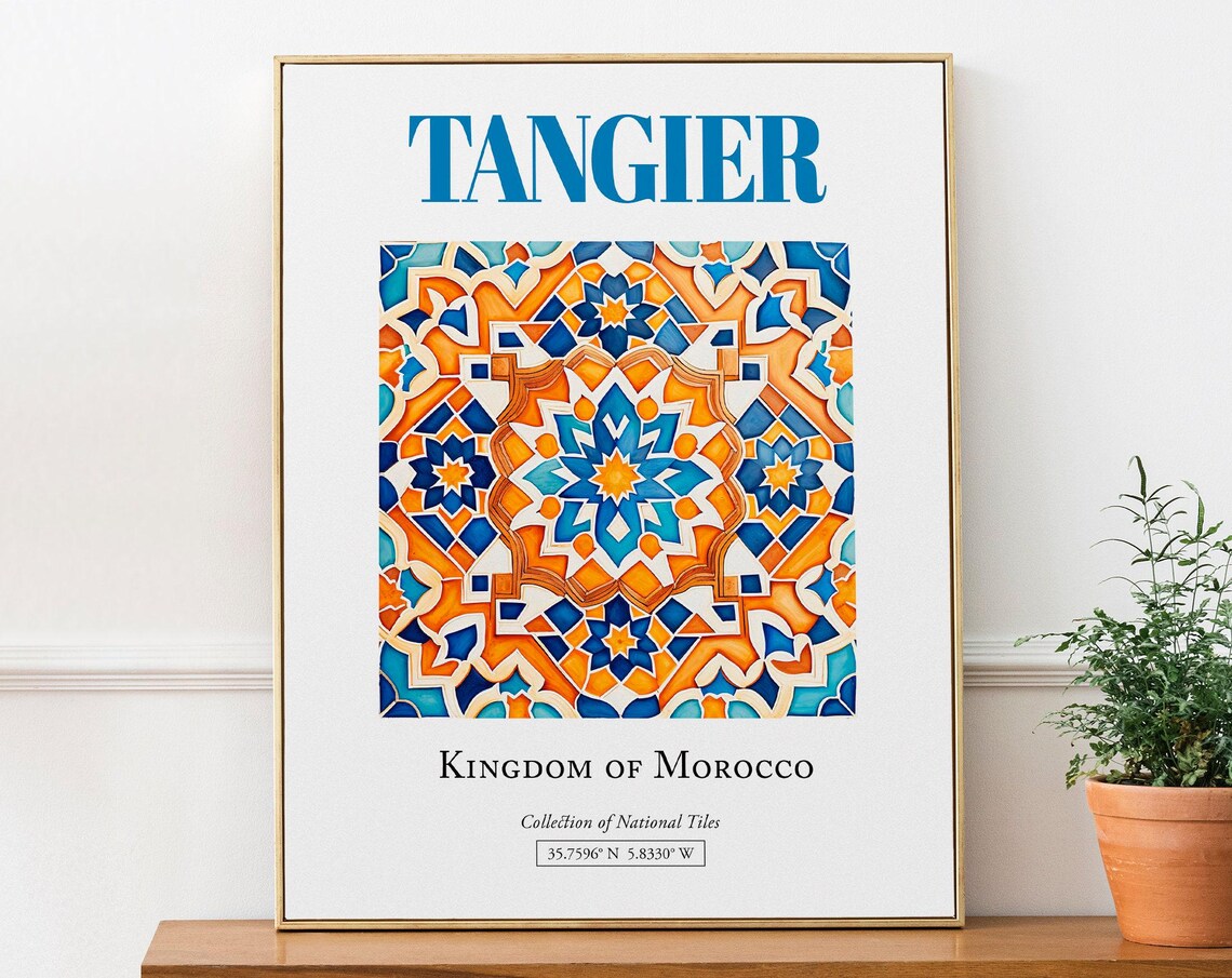 Tangier Morocco Folk Traditional Tile Poster