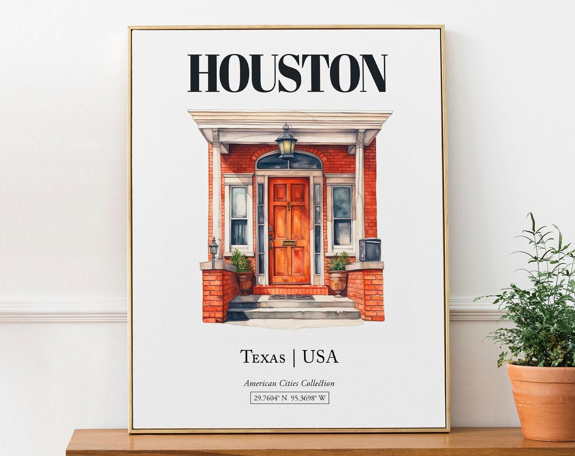 Houston Texas USA Minimalist Watercolor Poster