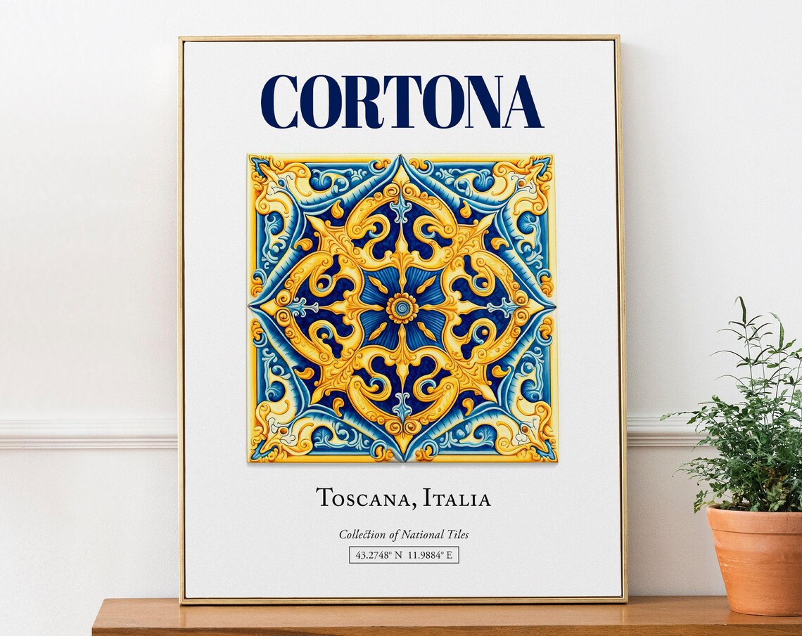 Cortona Toscana Italy Folk Maiolica Tile Poster