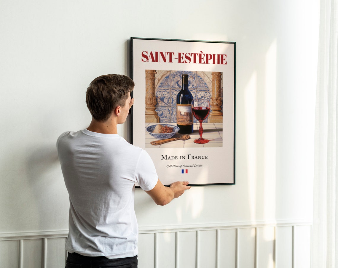 Saint Estphe Wine on Maiolica Tile, Gironde Poster - Image 2