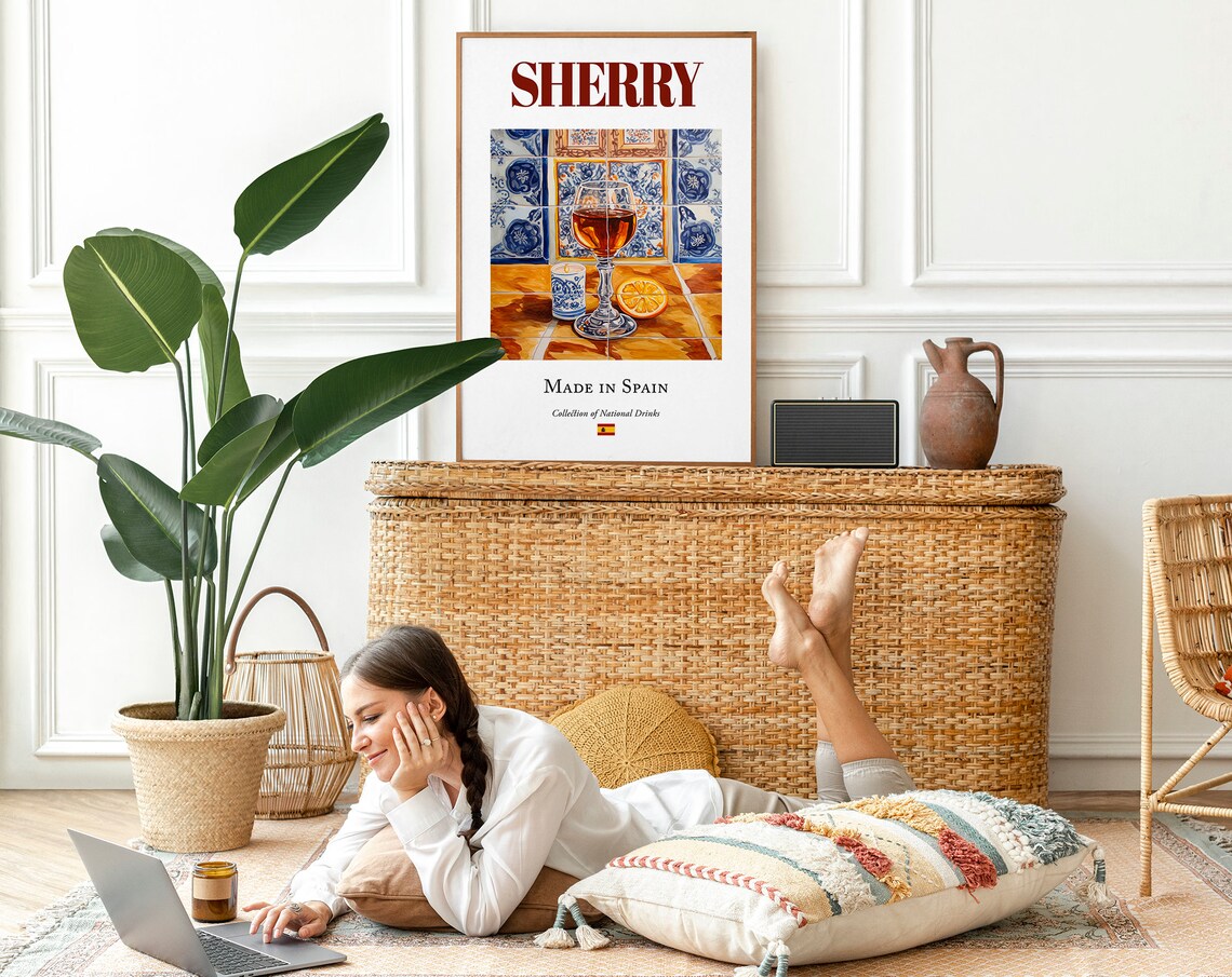 Sherry on Maiolica Tile, Spanish Beverage Poster - Image 2