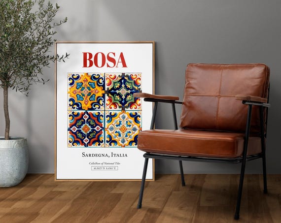 Bosa Sardegna Italy Traditional Maiolica Tile Poster