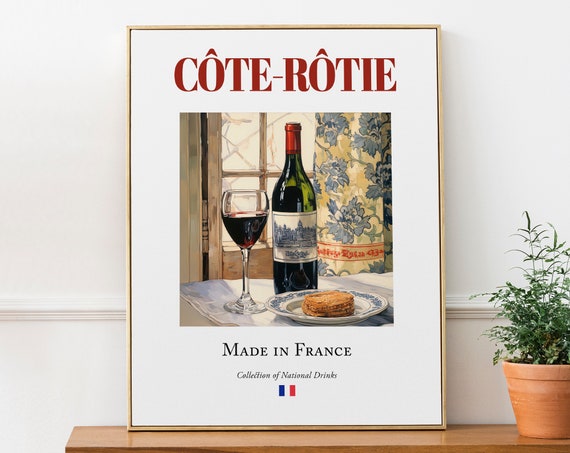 Côte Rôtie Maiolica Tile Beverage Poster, Kitchen Bar