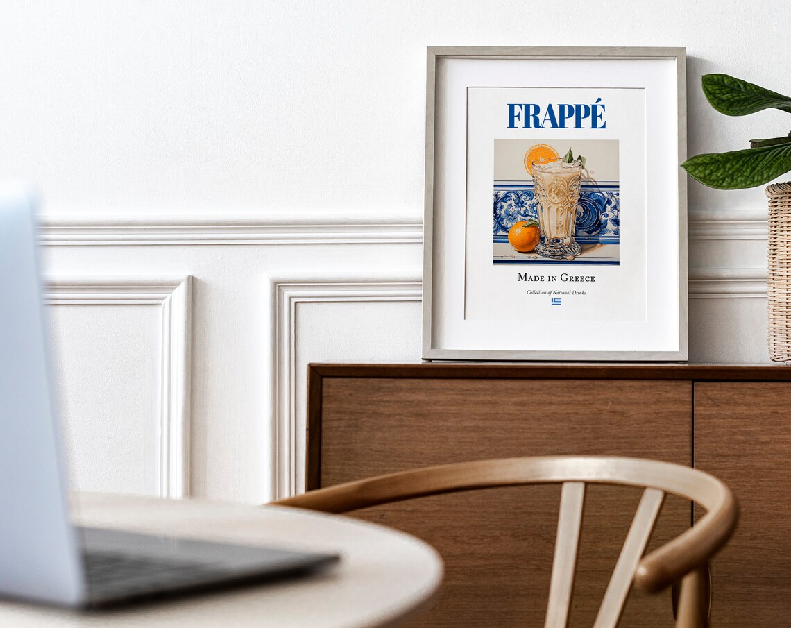 Frappe On Maiolica Tile, Traditional Greek Beverage - Image 3
