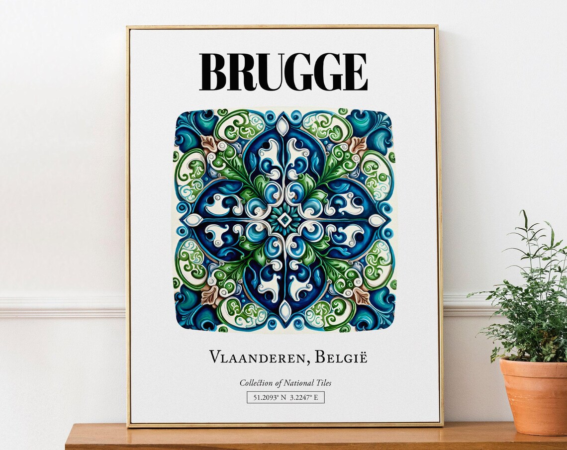 Brugge Vlaanderen Belgian Tile Pattern Art Print