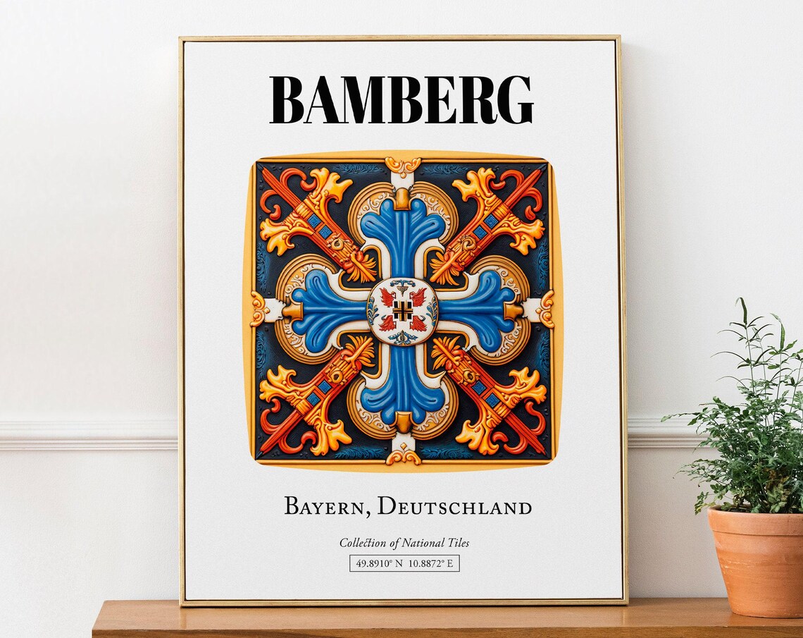 Bamberg Bayern Germany Traditional Tile Pattern Poster