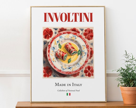 Involtini on Maiolica Tile Plate, Italian Food Art Print