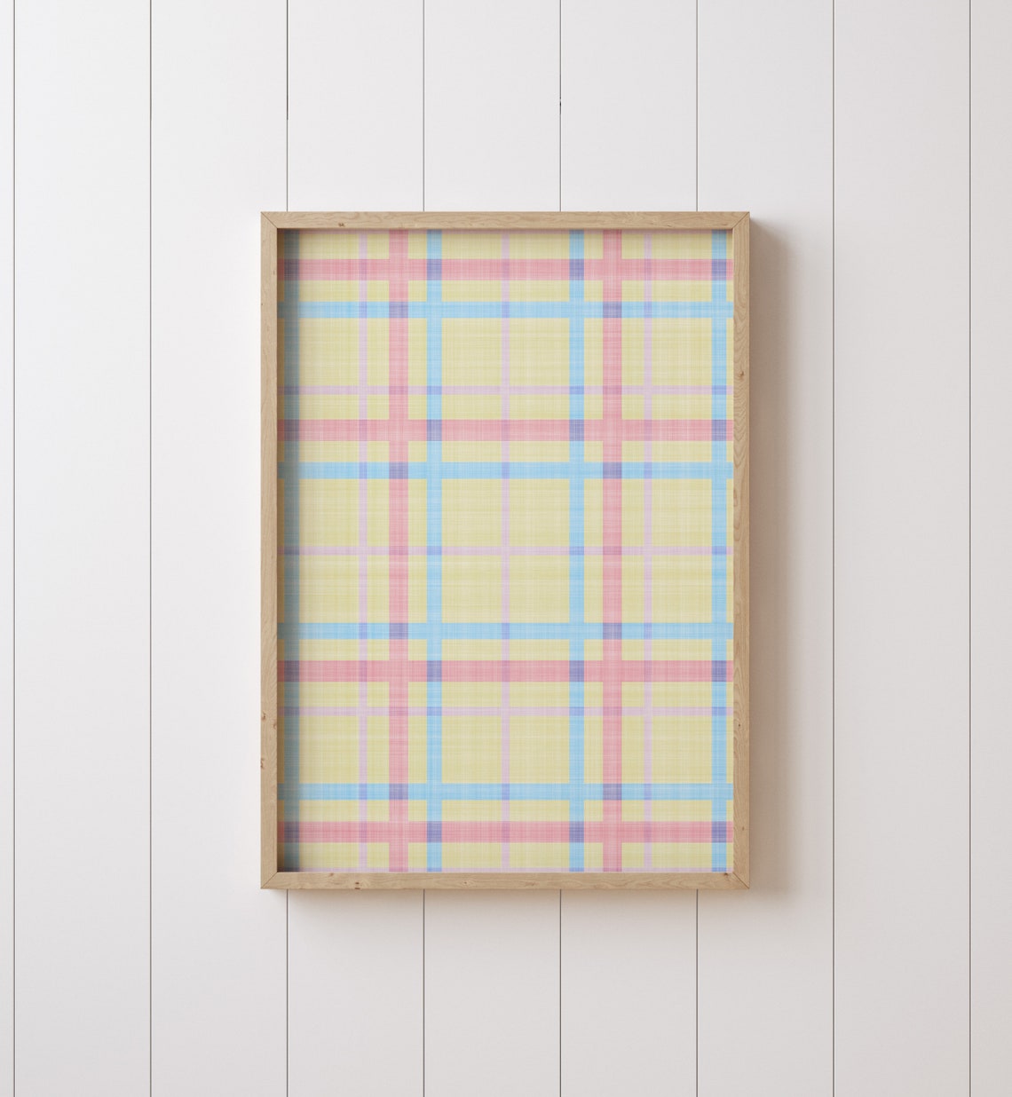 Spring Pastel Plaid Print Pink Yellow Blue Check Pattern Wall Decor - Image 3