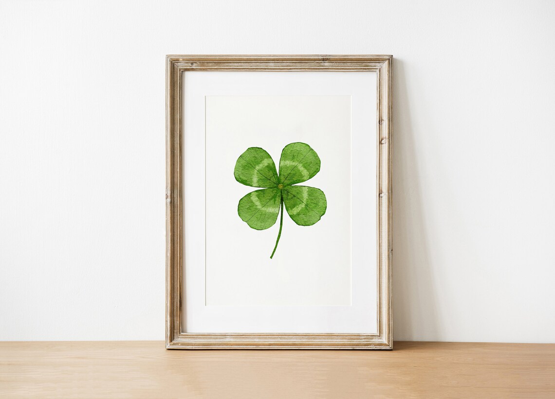 Watercolor Shamrock Green Clover St Patricks Day Irish Art Print - Image 4