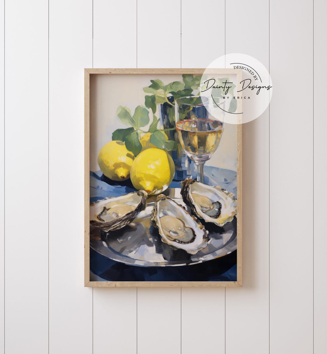 Oyster and Lemon Kitchen Poster Impressionist Seafood Still Life - Image 4