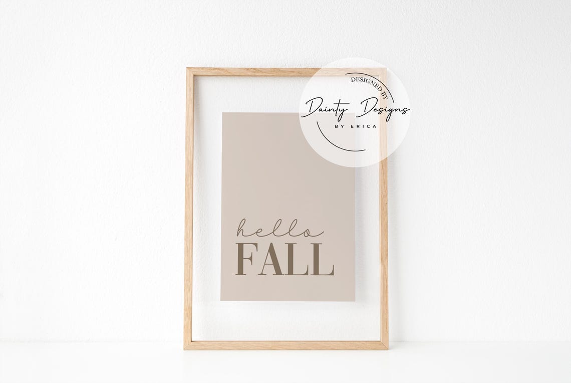 Hello Fall Sign Poster Neutral Beige Brown Minimalist Autumn Decor - Image 3