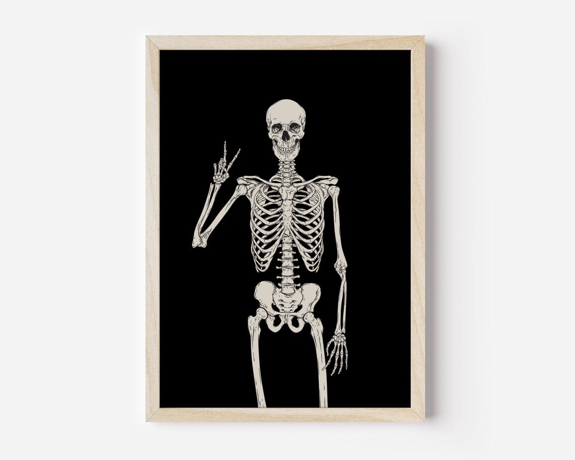 Skeleton Print Halloween Poster Halloween Wall Art Funny Halloween Decor Wall Art Fall Halloween Wall Decor Prints - Image 4