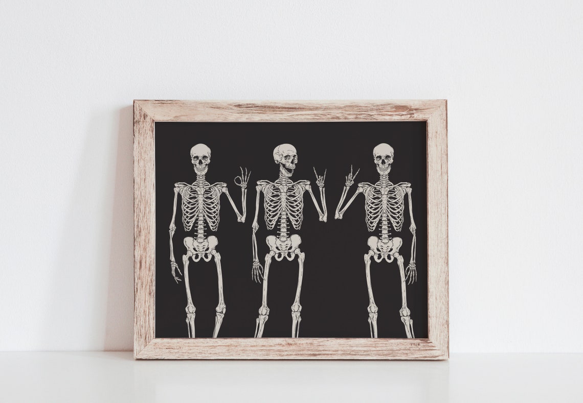 Skeleton Wall Art Halloween Printables Funny Halloween Decor Halloween Wall Art Halloween Mantel Decor Halloween Poster - Image 2