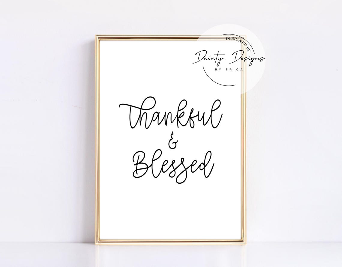 Thankful And Blessed Script Quote Thanksgiving Fall Decor Poster - Image 3