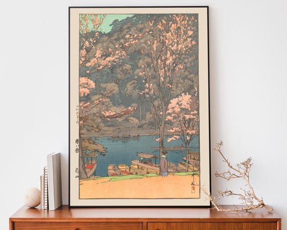 Vintage Japanese Cherry Blossom Print By Yoshida Hiroshi Woodblock Art Japandi Decor Botanical Wall Art Floral Wall Art