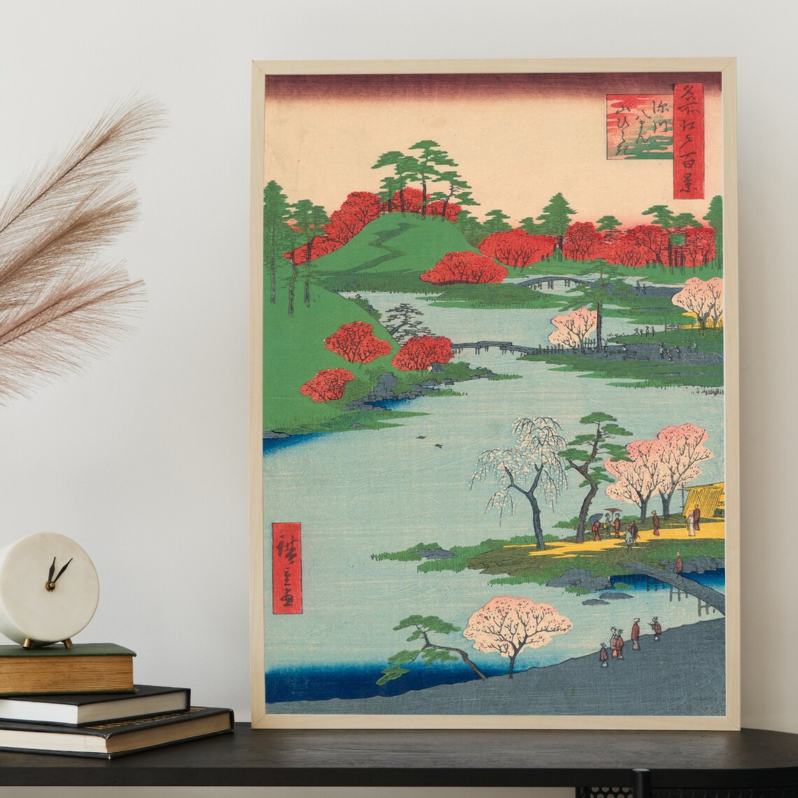 Hiroshige Autumn Maple Lake Scene Edo Japanese Woodblock Art Poster - Image 2