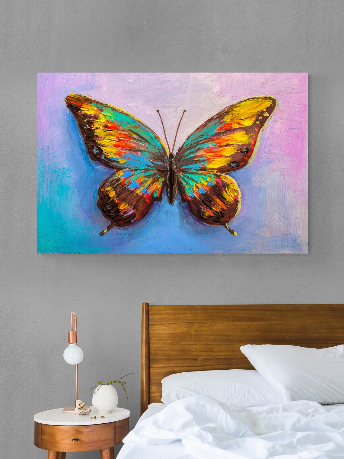 Rainbow Butterfly Wings Pastel Bloom Watercolor Botanical Art Poster - Image 2