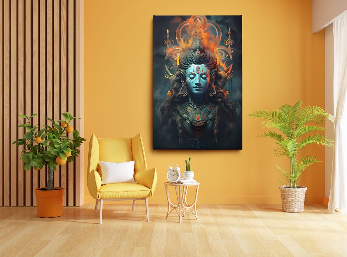 Lord Shiva Divine Hindu Deity Blue Spiritual Meditation Art Poster - Image 2