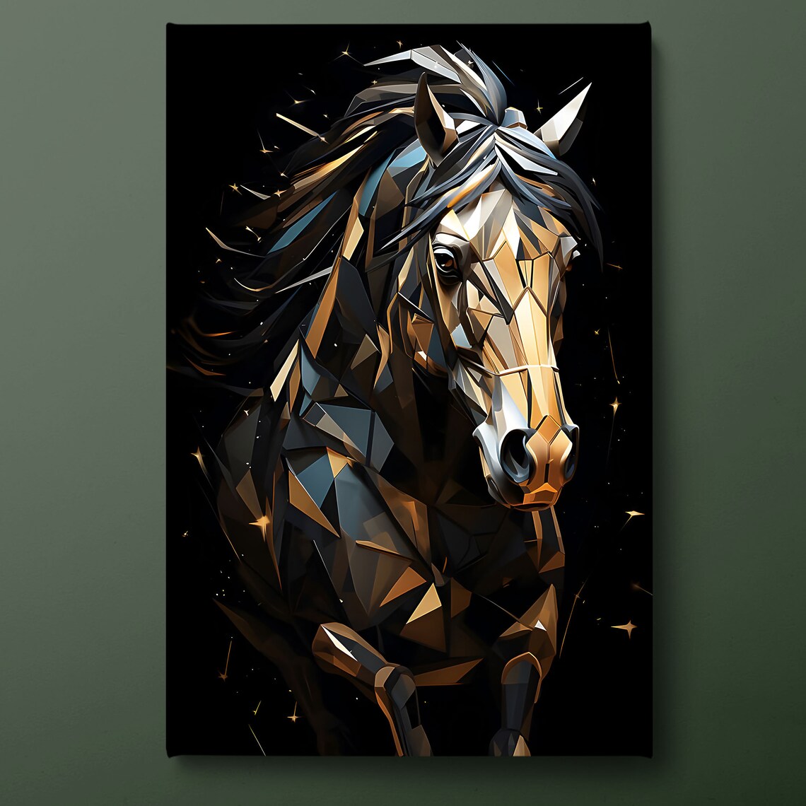 Gold Horse Animal Print, Equine Wall Art Poster
