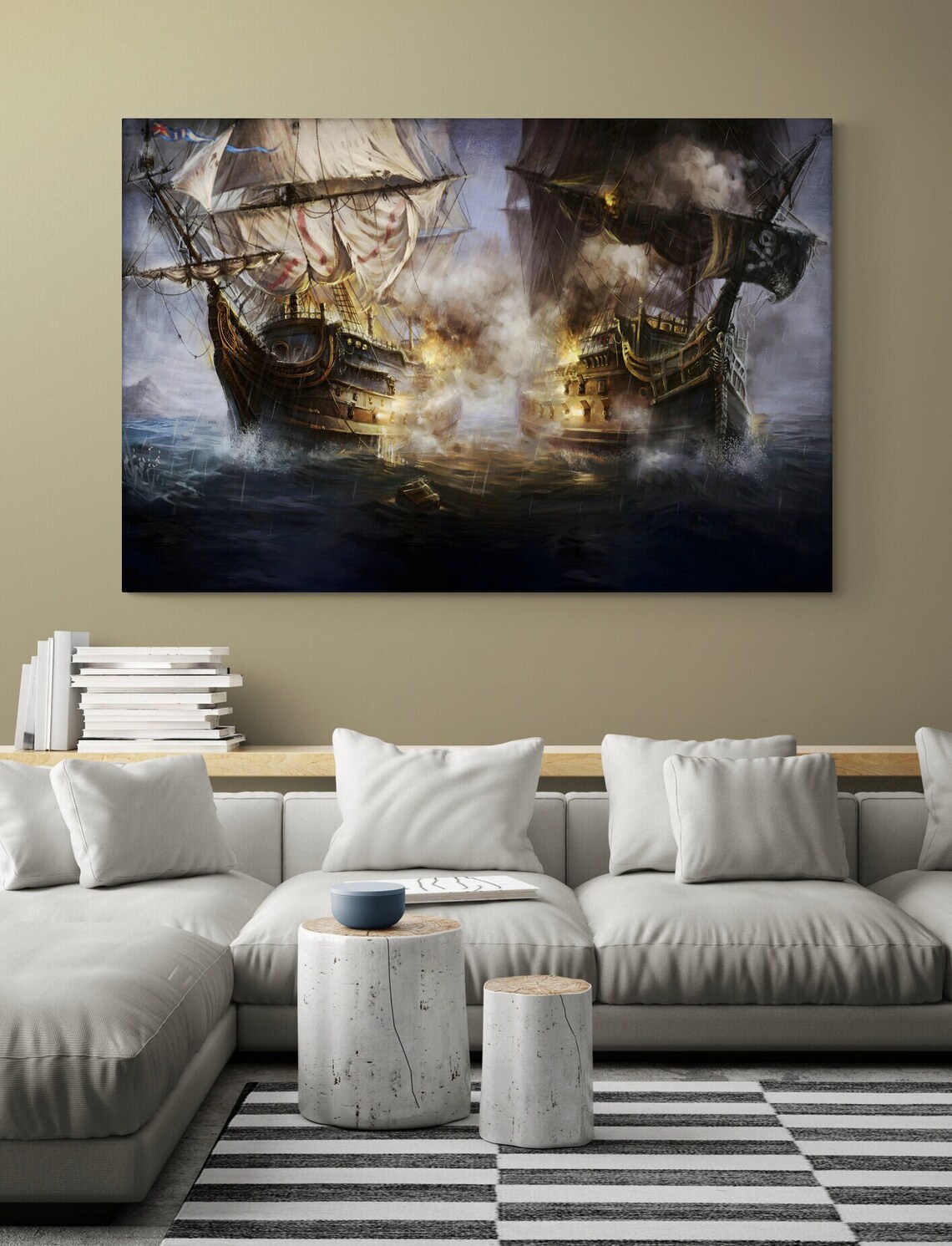 Battle Ship Pirate Ship Sailing Boat War Ship Art Print - Image 2
