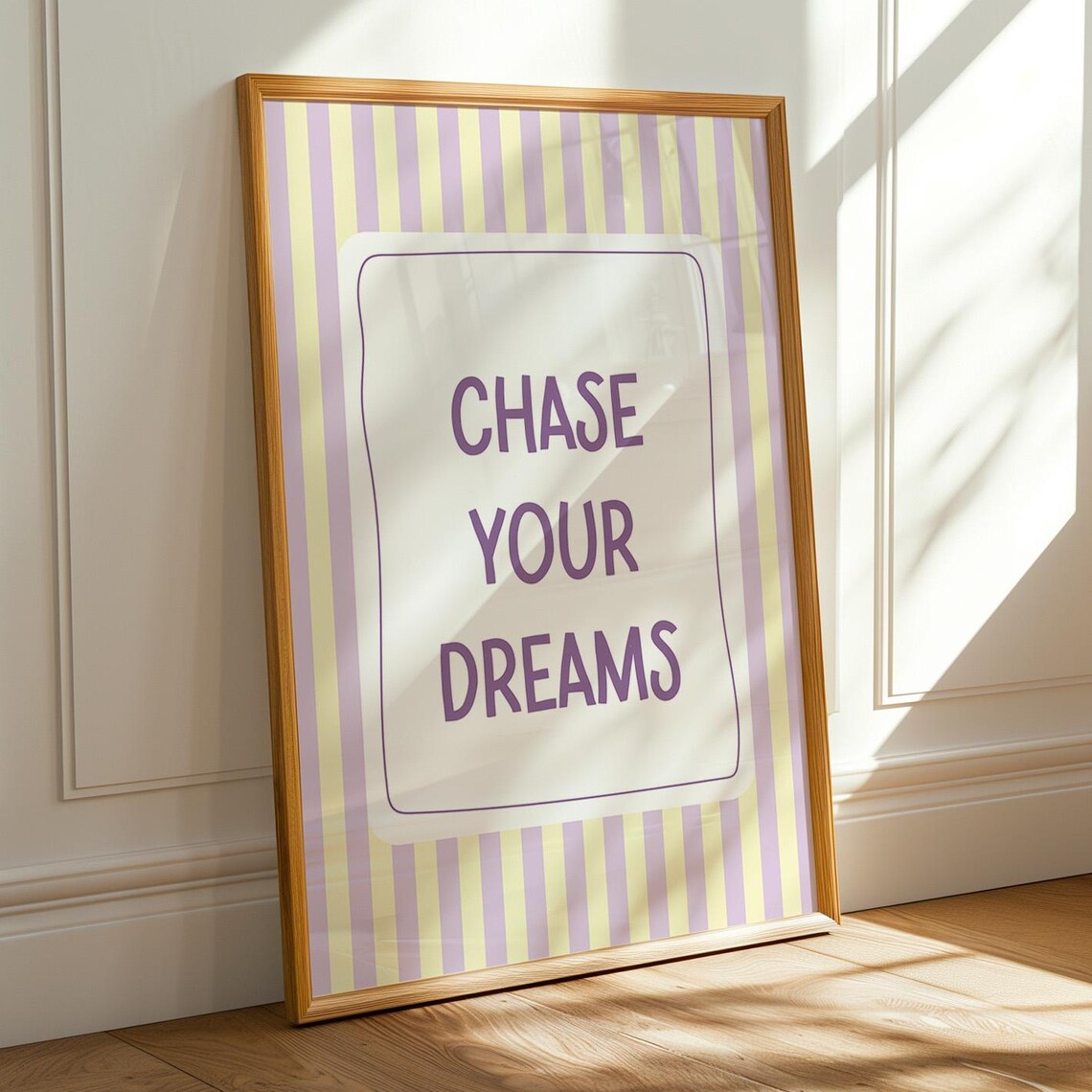 Chase Your Dreams Pastel Striped Motivational Nursery Poster