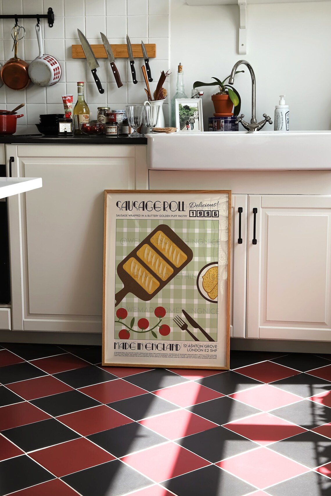 Sausage Roll Retro Kitchen Art Print - Image 3