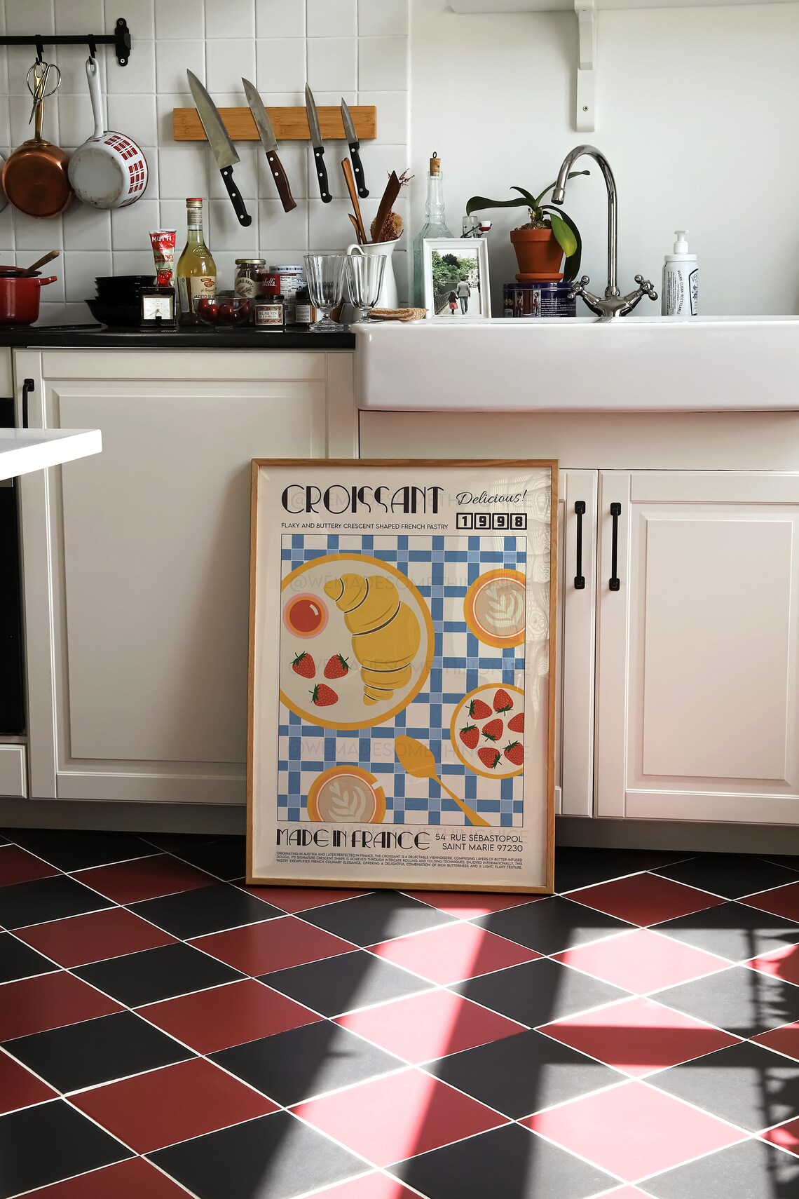French Croissant Retro Kitchen Art Poster - Image 3