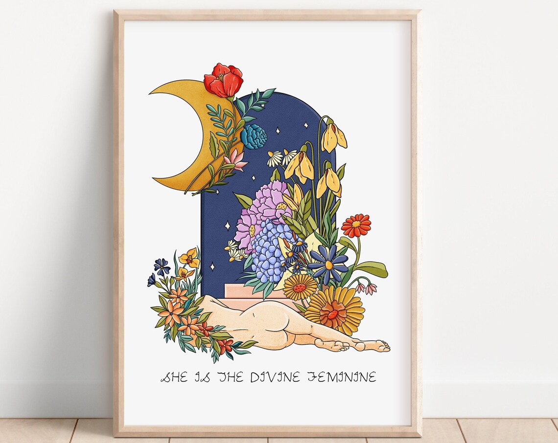 Divine Feminine Celestial Feminism Nude Art Print