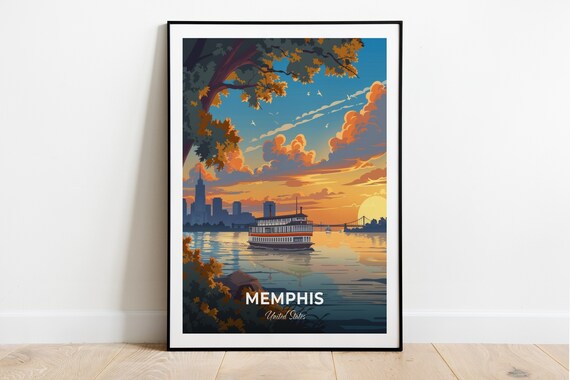 Memphis Sunset Riverboat Crossing Mississippi Riverfront Poster