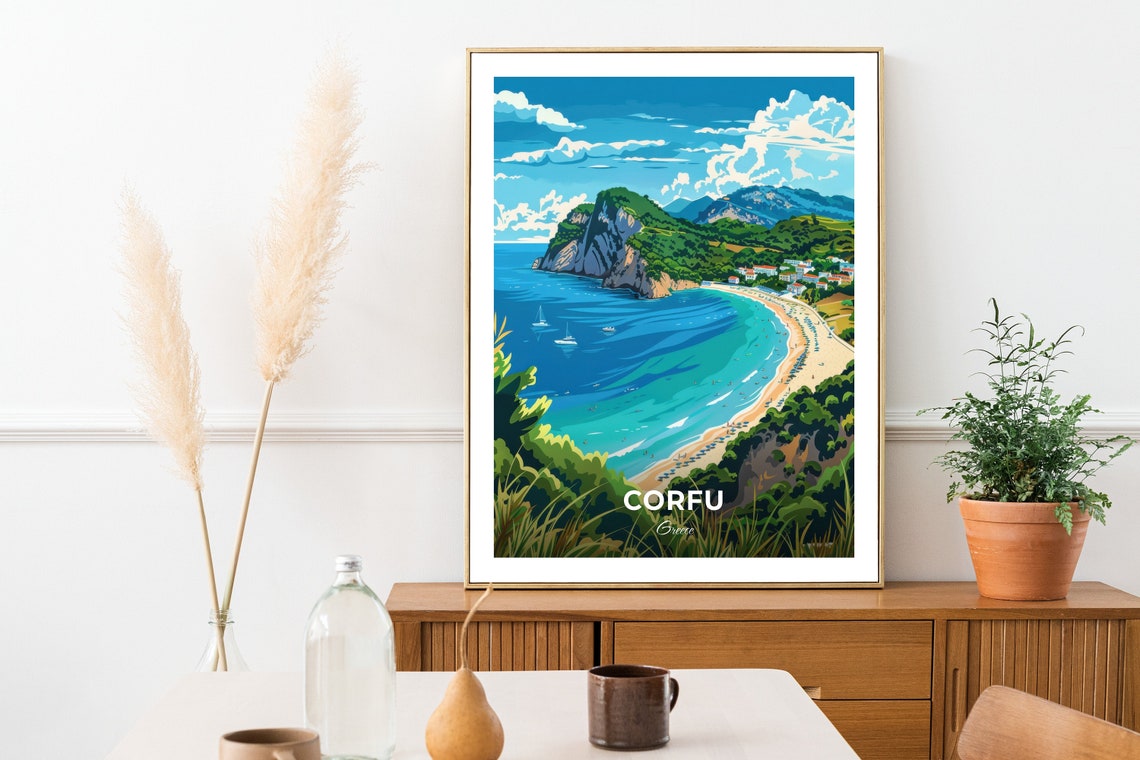 Corfu Agios Gordios Beach Bay Turquoise Water Greece Travel Poster - Image 2