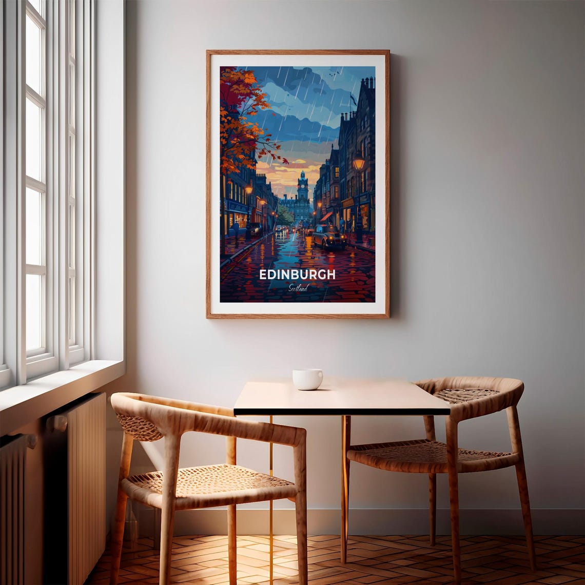 Edinburgh Scotland Rainy Evening Old Town Street Scene Poster - Image 3