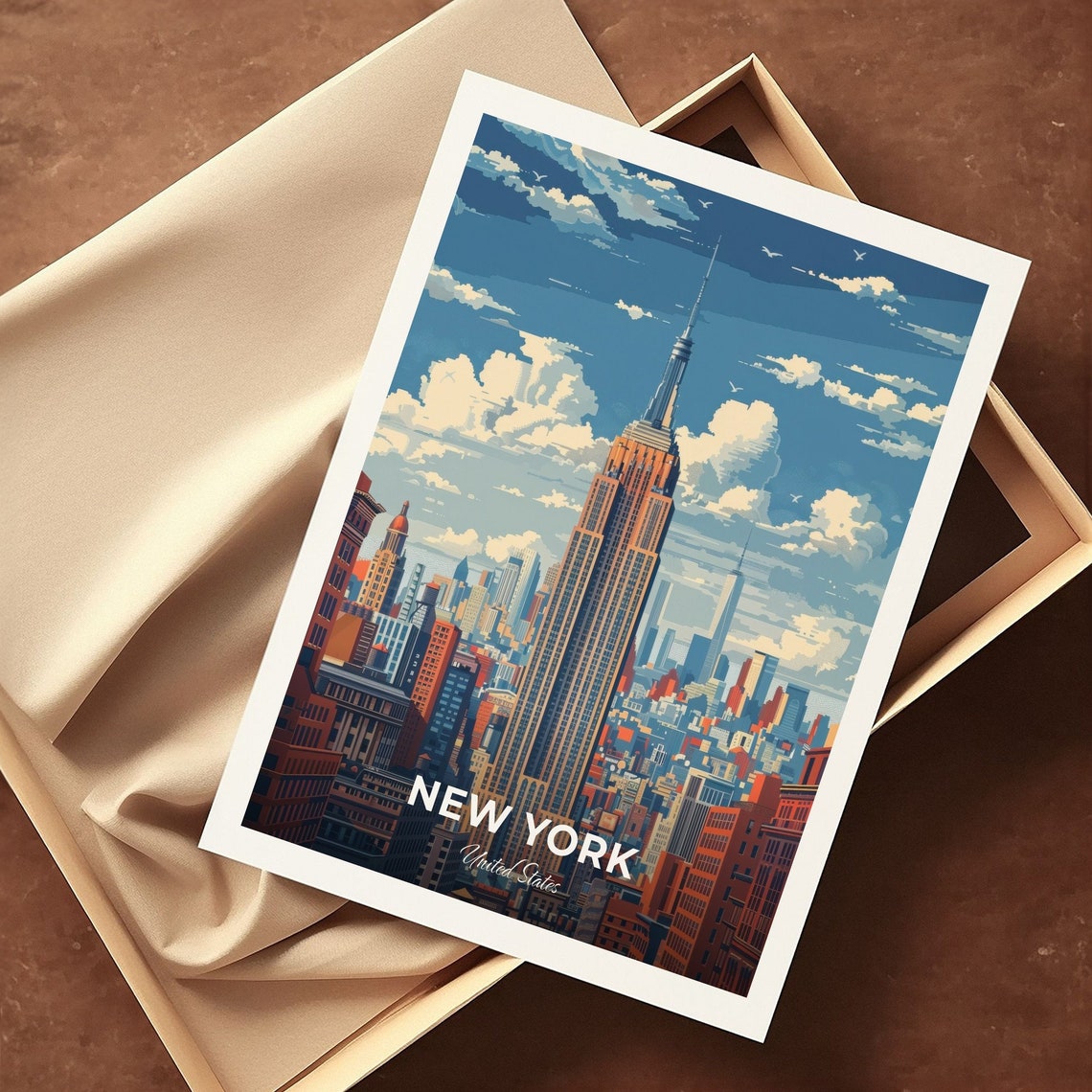 New York Empire State Building Manhattan Skyline Travel Poster - Image 3