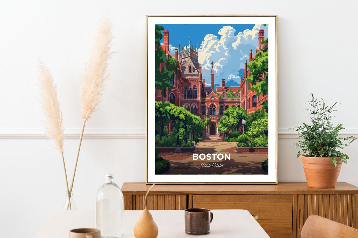 Boston Isabella Stewart Gardner Museum Courtyard Travel Scene Poster - Image 2