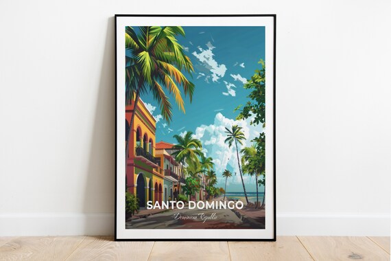Santo Domingo Dominican Republic Colonial Street Travel Poster