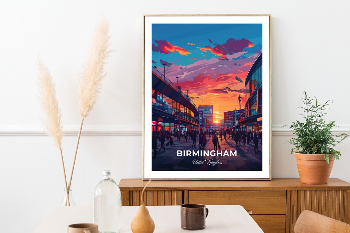 Birmingham Bullring Sunset Cityscape England United Kingdom Poster - Image 2