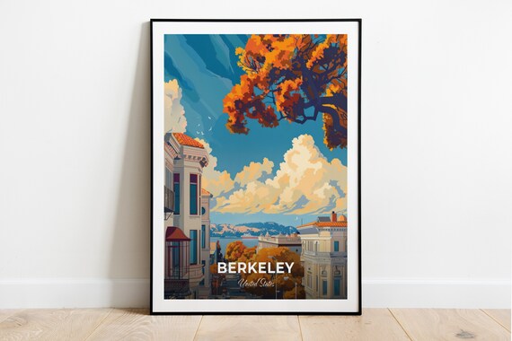 Berkeley California Street Bay View Historic Buildings Travel Poster