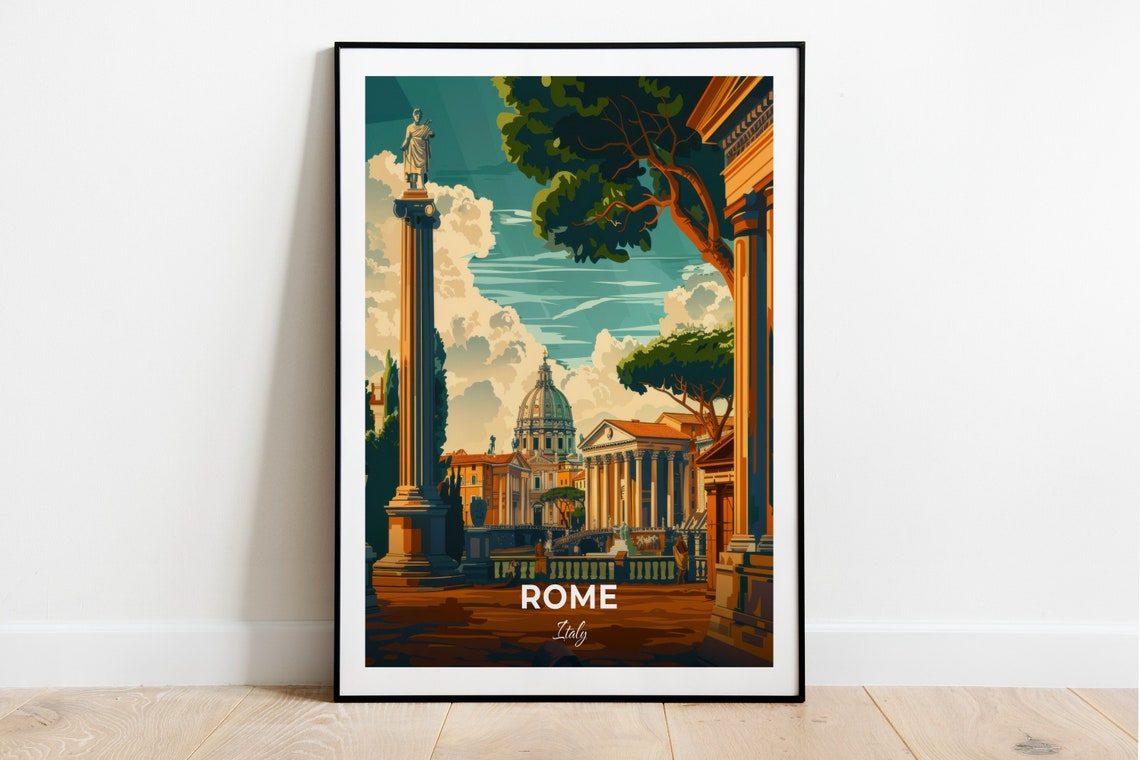 Rome Capitoline Museums Classical Column Temple Travel Poster