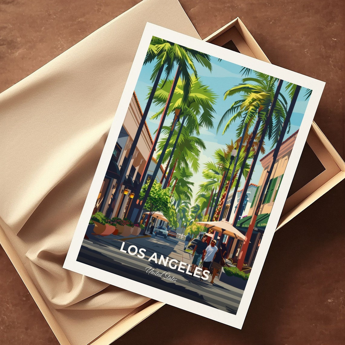 Los Angeles Rodeo Drive Palm Trees Luxury Shopping Travel Poster - Image 3