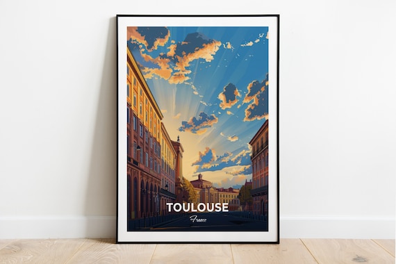 Toulouse France Historic Street Sunset Glow Travel Art Poster