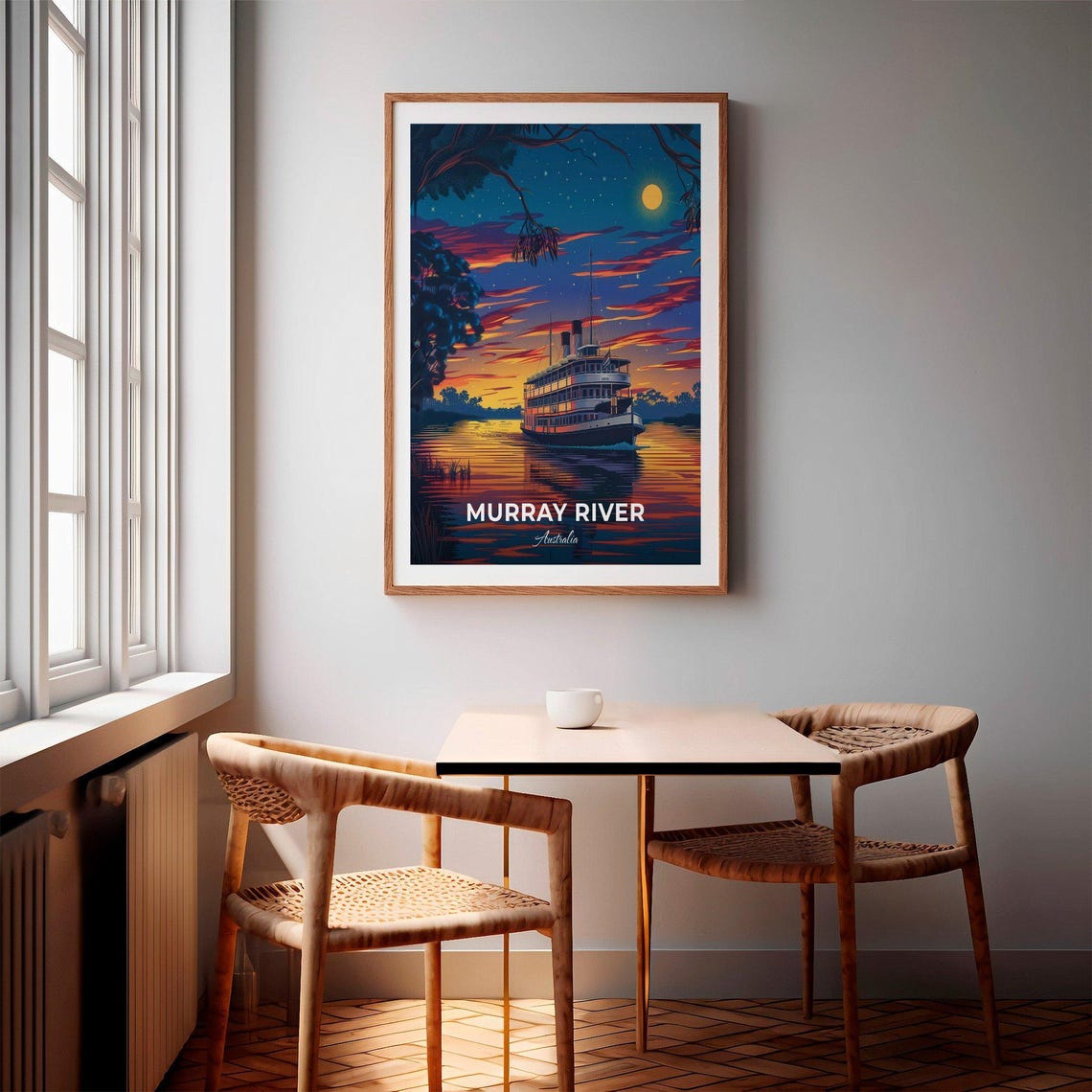 Murray River Australia Paddle Steamer Sunset Moonlight Travel Poster - Image 2
