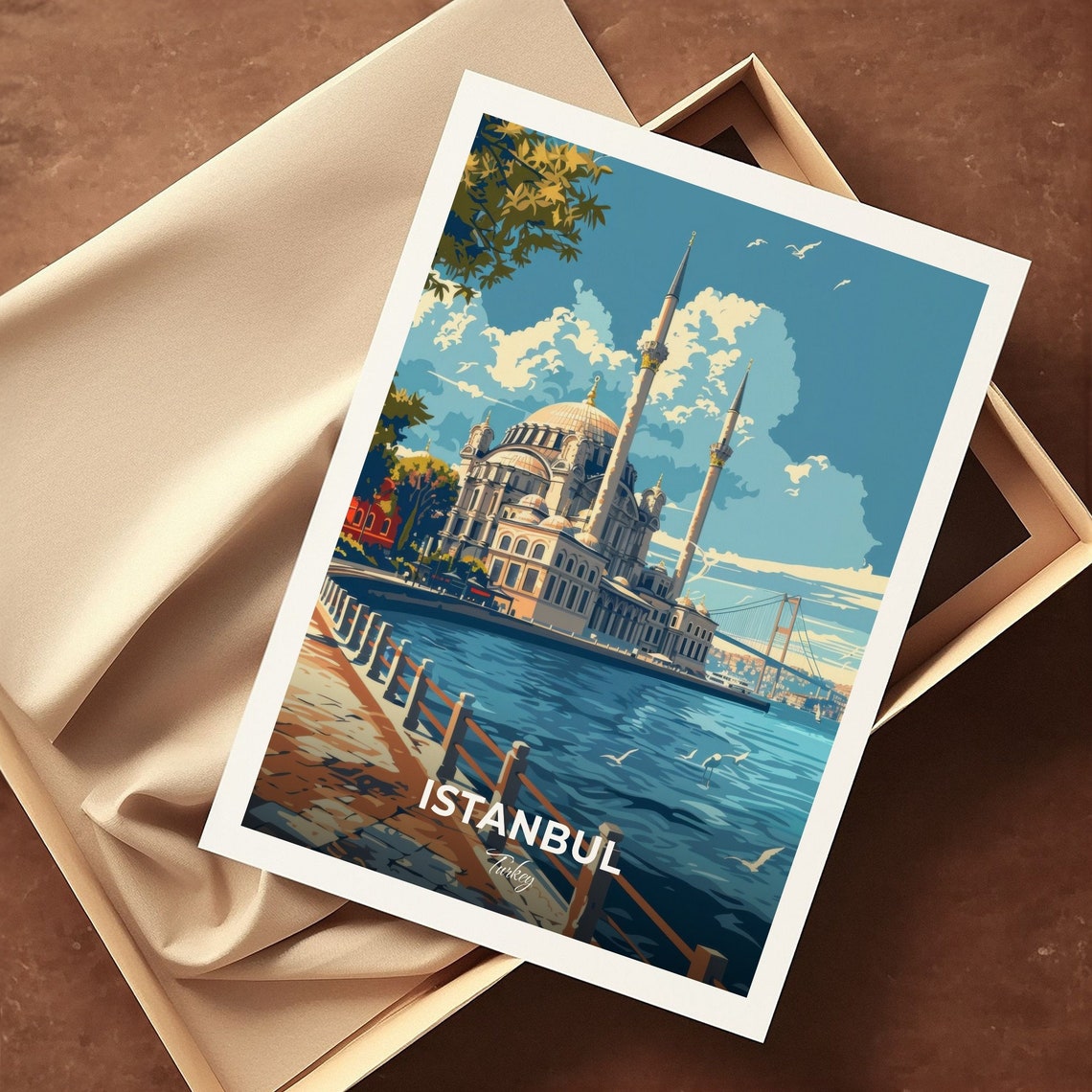 Istanbul Ortakoy Mosque Bosphorus Waterfront Turkey Travel Poster - Image 3
