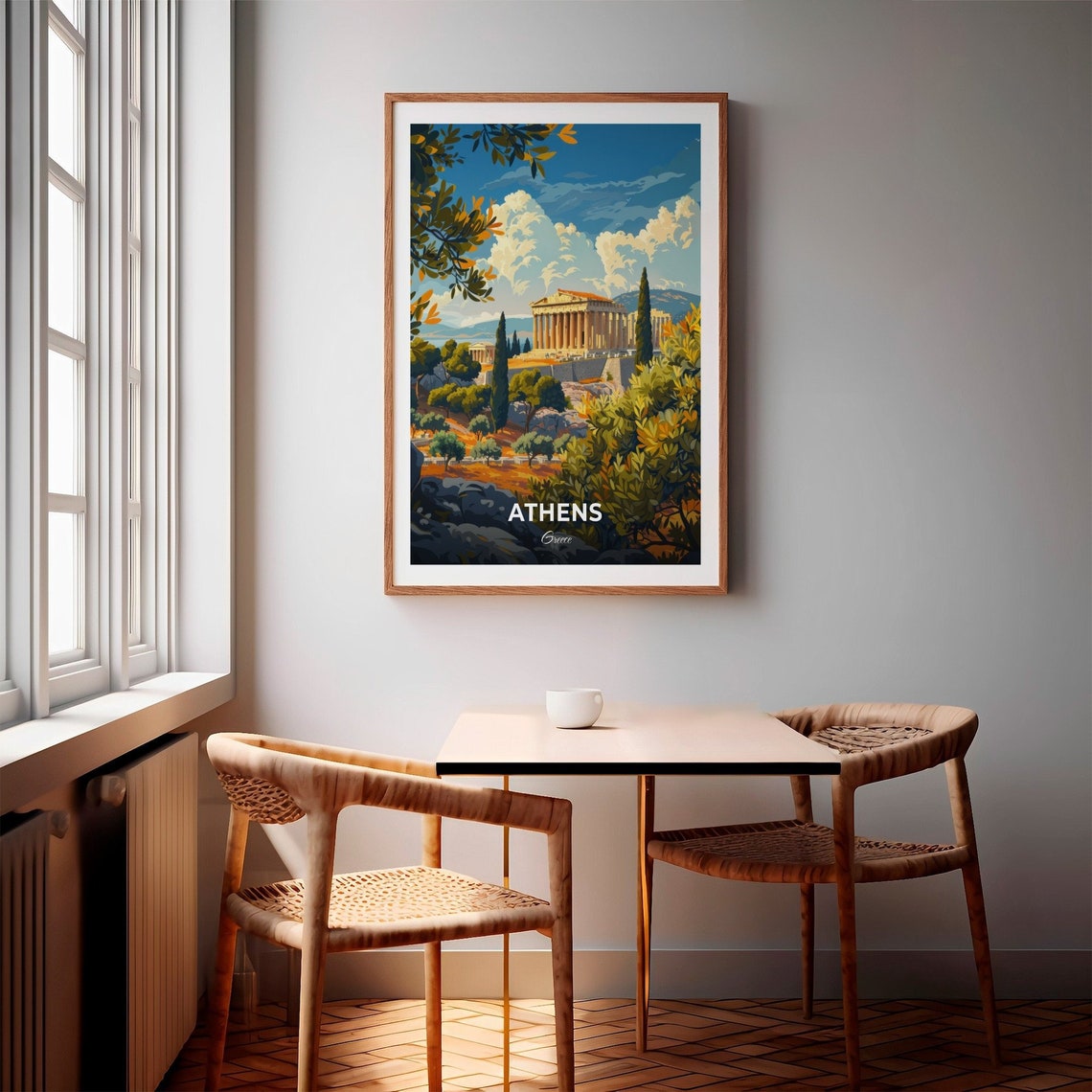 Athens Greece Classical Temple Among Olive Groves Travel Poster - Image 2