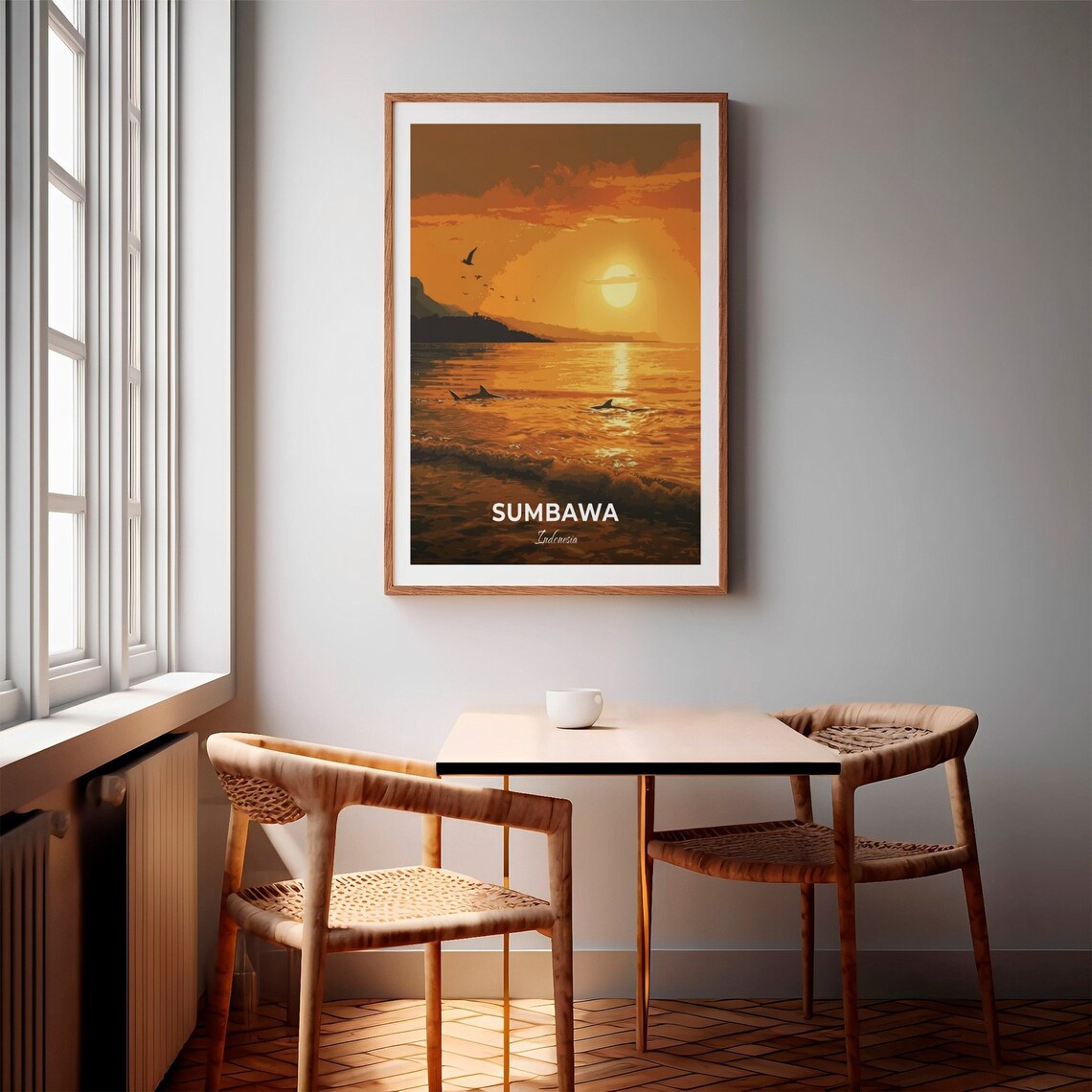 Sumbawa Golden Sunset Marine Life Ocean Indonesia Vintage Travel Wall Art - Image 2