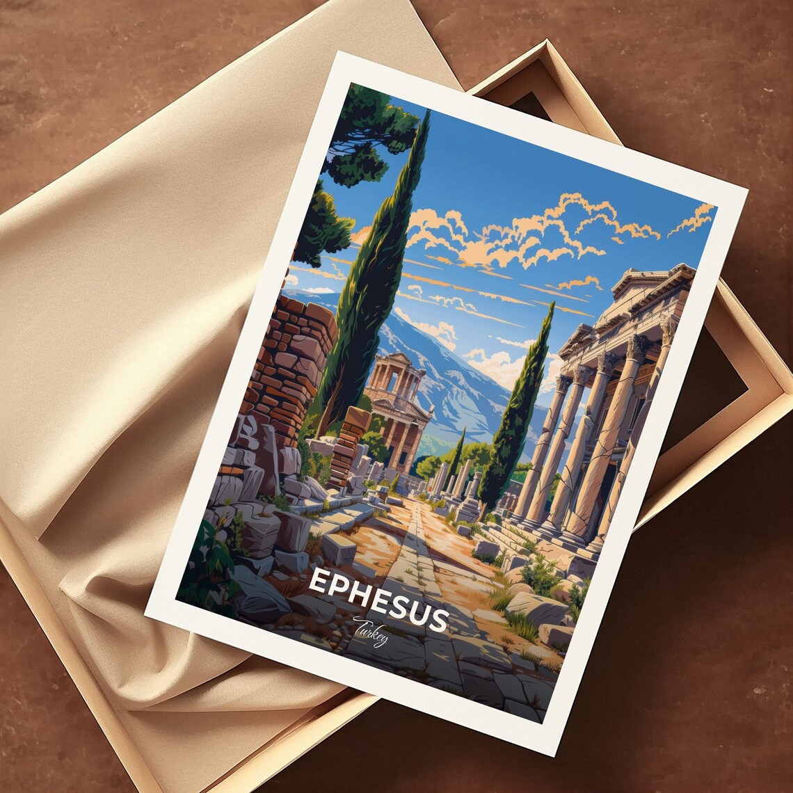 Ephesus Turkey Ancient Marble Columns Street Vintage Travel Poster - Image 3